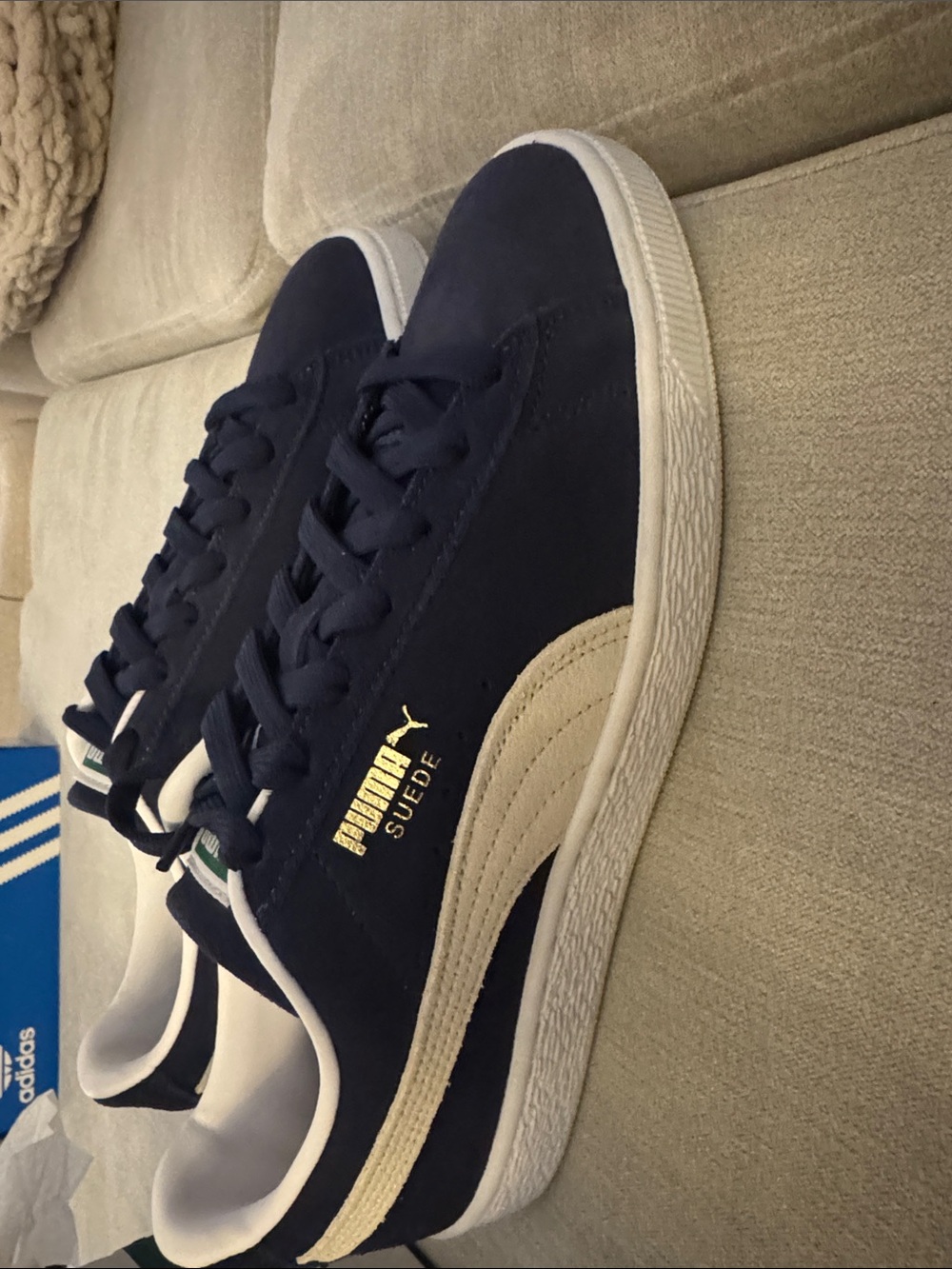 Puma Men's Suede Sneakers in Navy and White